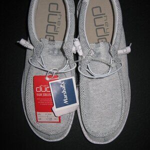 Men's Hey Dude, Wally Sox Style Slip-On Stone white (light gray look) size 12